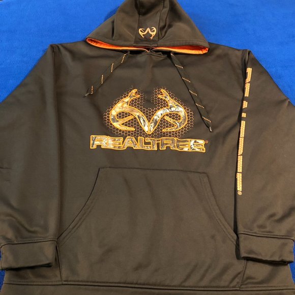 Realtree Other - Realtree Men's Pullover Hoodie Antlers Embroidery Brown Orange Camo Mesh Size L